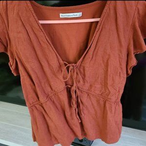 Ruffle sleeve Dark Orange Top
